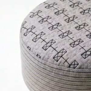Close up texture of cream self print Muslim namaz cap premium stitching
