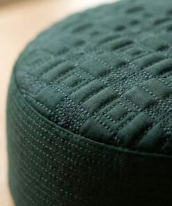 Close up texture of green Muslim namaz cap premium stitching detail