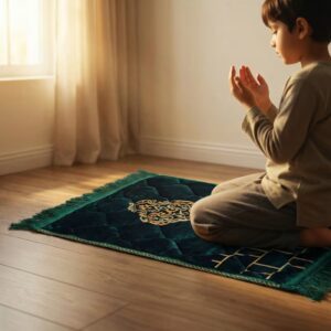Green Kids Prayer Mat – Soft Padded Janamaz (60×42cm) - Image 2