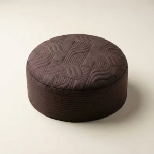 Top view of brown self print Islamic cap textured pattern design