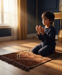 Brown Kids Prayer Mat – Soft Padded Janamaz (60×42cm) - Image 2