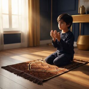 Brown Kids Prayer Mat – Soft Padded Janamaz (60×42cm) - Image 2