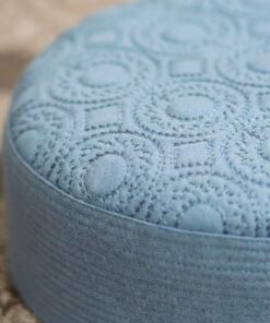 Close up texture of light blue Muslim namaz wali topi premium stitching