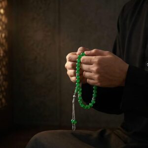 Parrot Green Marble Tasbeeh – 33 Beads Premium Misbaha - Image 2