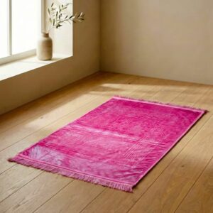 Elegant Pink Islamic Prayer Mat – Soft Luxury Janamaz for Women