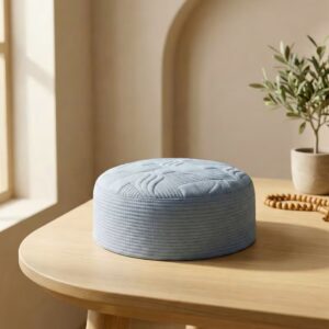Sky blue Muslim prayer cap premium hard Islamic namaz wali topi