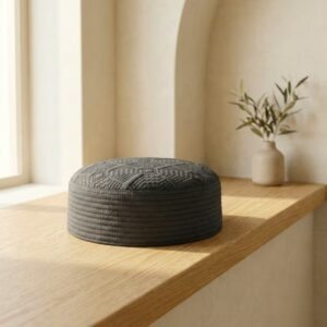 Dark silver Islamic kufi cap premium hard charcoal grey Muslim namaz topi
