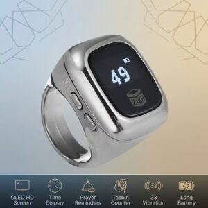 al fatiha zikr ring silver digital tasbih counter features