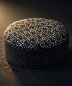 Black & White Patterned Islamic Cap – Premium Kufi Topi