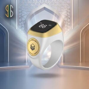 smart zikr ring lite S iqibla white golden design