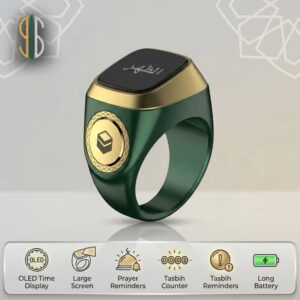 iqibla zikr ring lite s green gold digital tasbih counter features