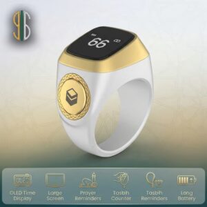 iQibla zikr ring lite S white gold digital tasbih counter