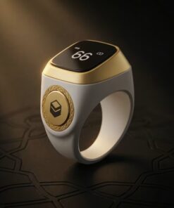iQibla premium quality White Zikr Ring with Golden Detail