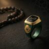 iQibla green golden combination beautiful zikr ring tasbih