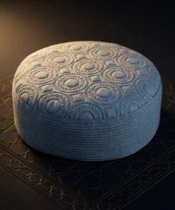 Light blue Islamic prayer cap premium hard Muslim kufi topi