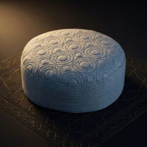 Light blue Islamic prayer cap premium hard Muslim kufi topi