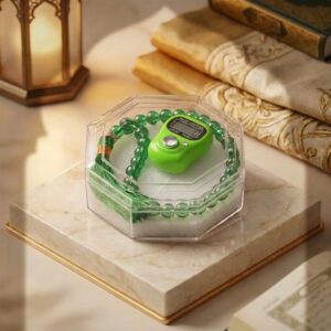 Green Islamic Tasbeeh Gift Set with Matching Digital Counter and Green Prayer Beads